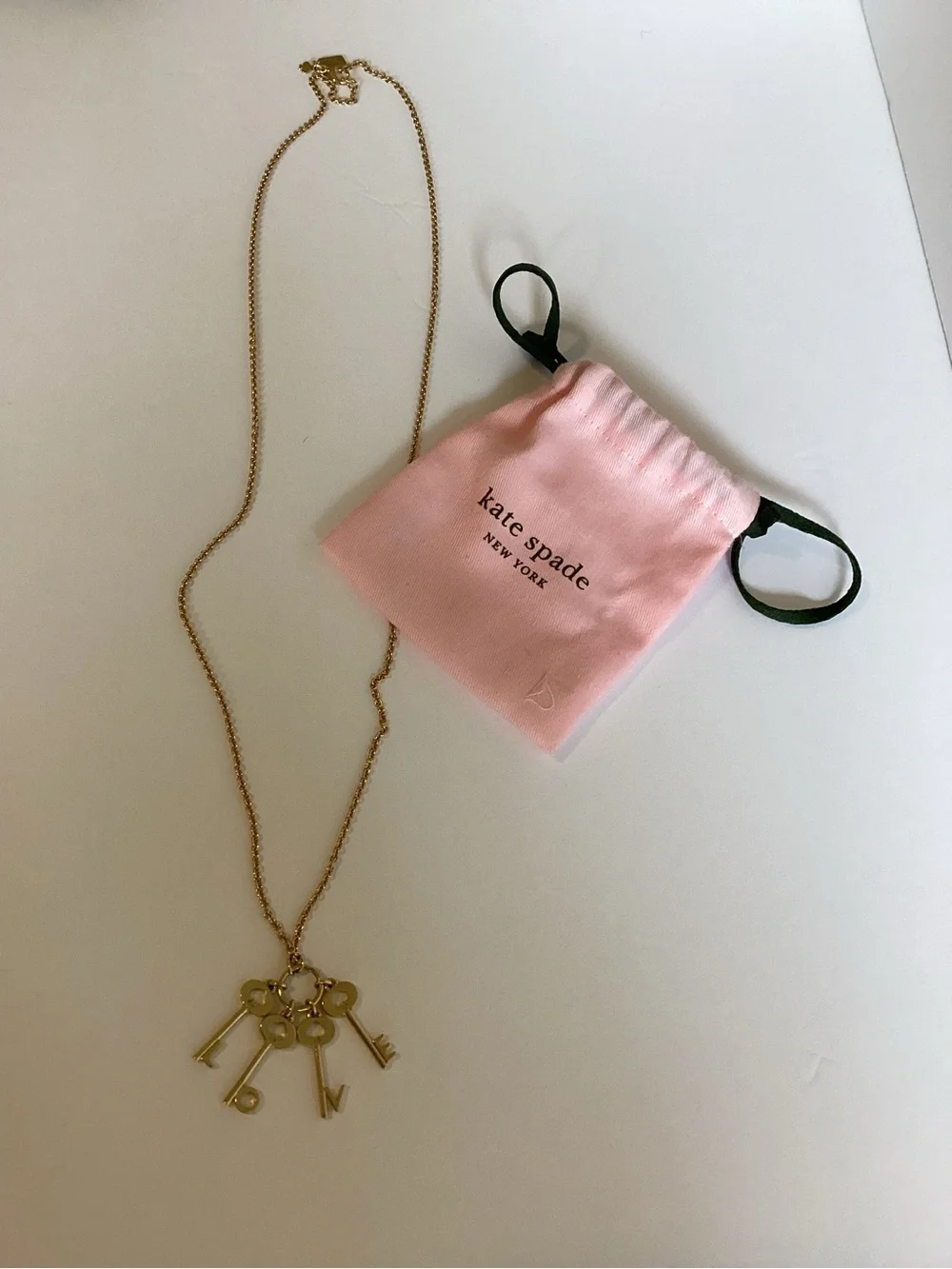 Kate Spade New York LOVE Key Pendant Necklace Rare Archived Dust Bag